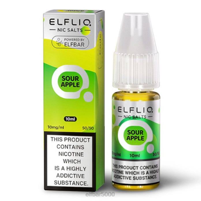elfbar elfliq nic druskos - rūgštus obuolys - 10ml-20 mg/ml- ELF BAR Vape Flavors V20N170