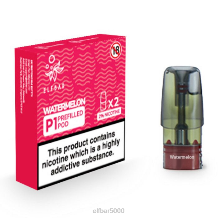 elfbar mate 500 p1 užpildytų ankščių - 20 mg (2 pakuotės) arbūzas - ELFBAR Kaina V20N147