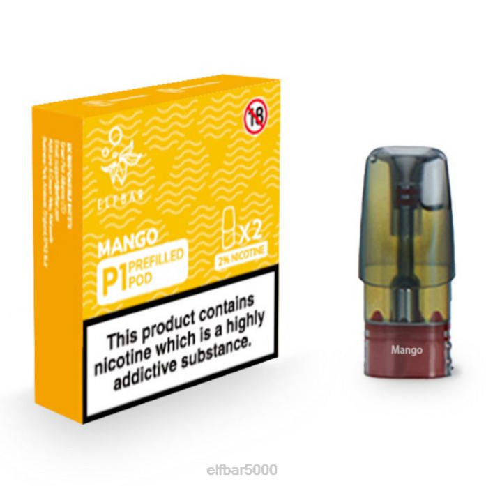 elfbar mate 500 p1 užpildytų ankščių - 20 mg (2 pakuotės) mango - ELF BAR Skoniai V20N153