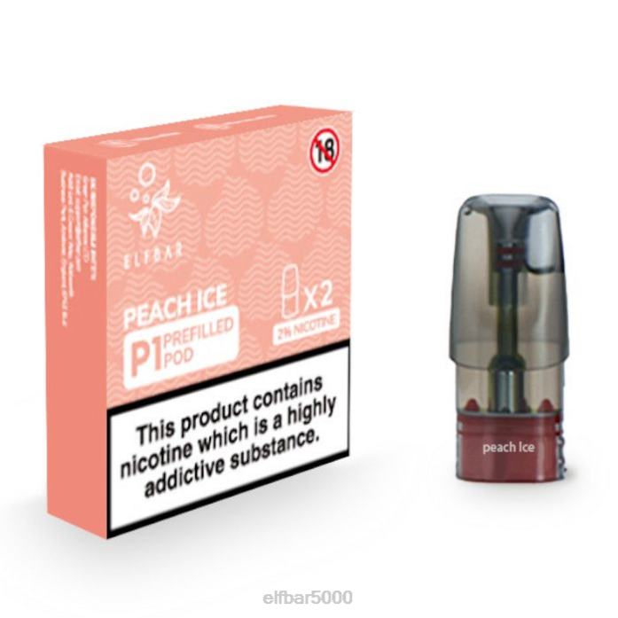 elfbar mate 500 p1 užpildytų ankščių - 20 mg (2 pakuotės) persikų ledas - ELF BAR Pods V20N152