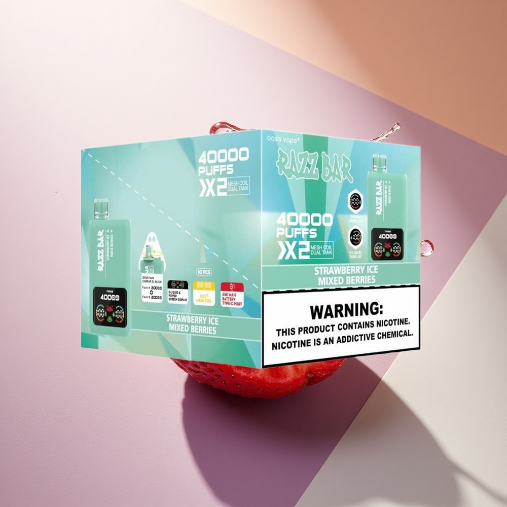 Razz Bar 40000 Puffs Braškių ir Uogų Ledai su 650 mAh ir 5% Nikotino