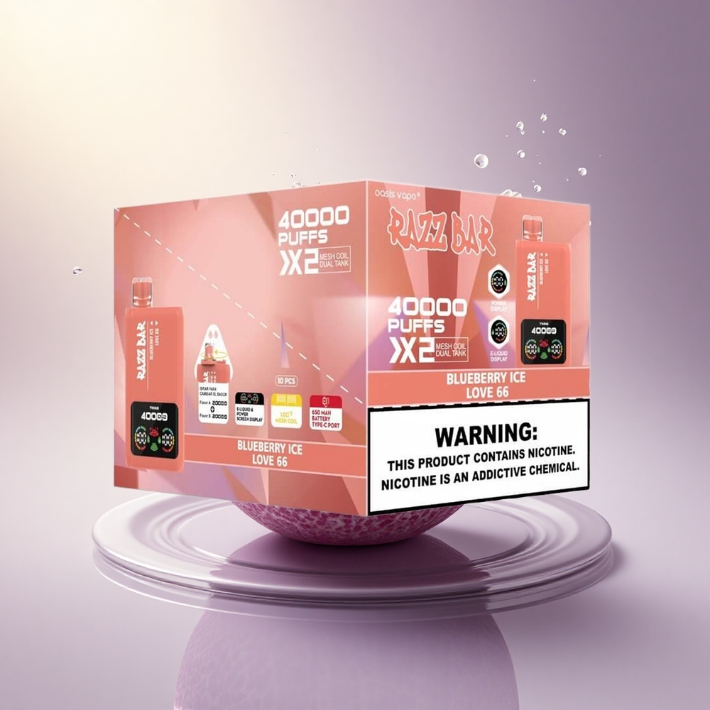 Razz Bar 40000 Puffs Mėlynųjų Uogų Ledas - Meilė 66 su 650 mAh ir 2%,5% nikotino