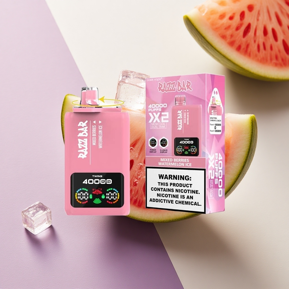 Razz Bar 40000 Puffs Mišrios Uogos - Arbūzo Ledas su 5% Nikotino ir 650 mAh