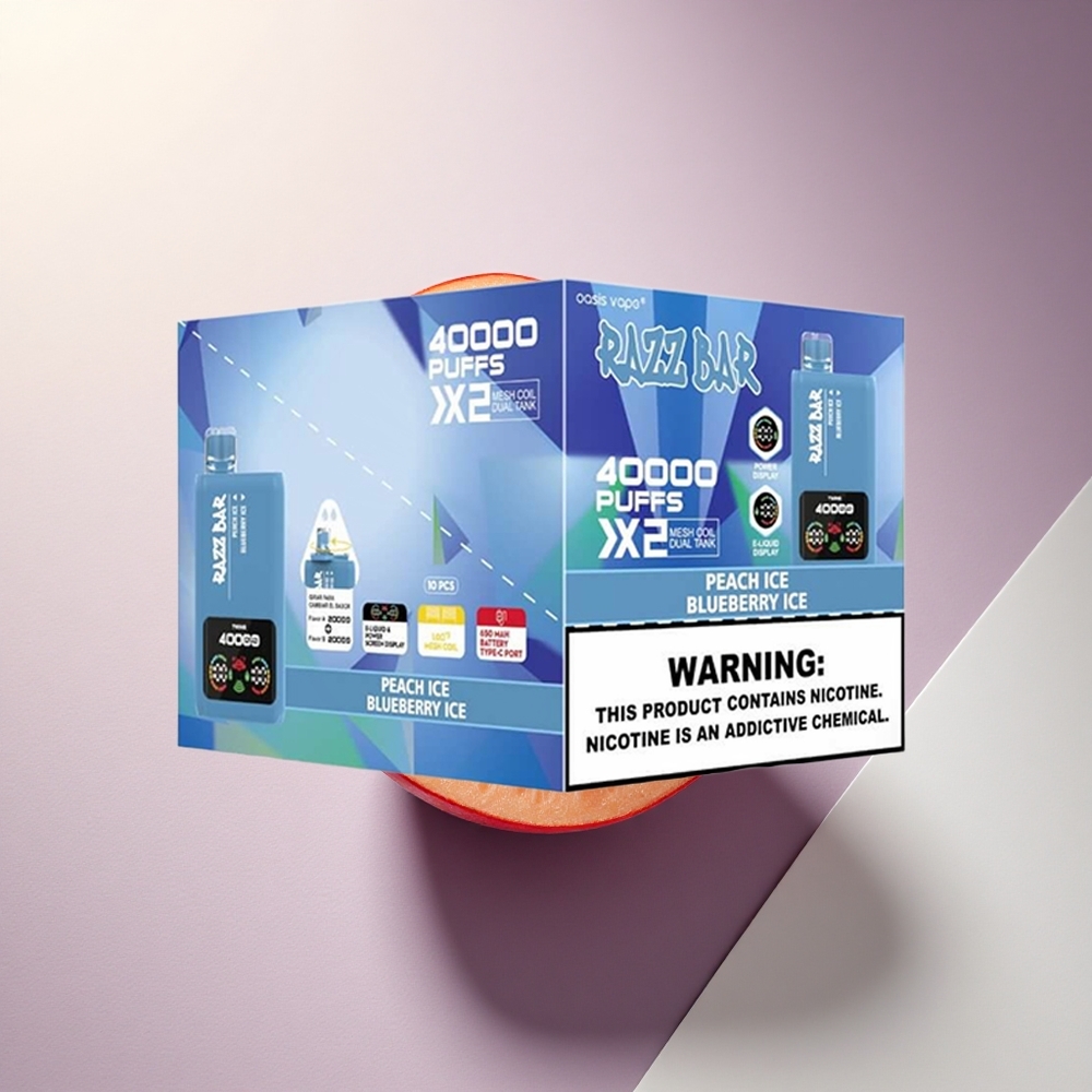 Razz Bar 40000 Puffs Persikas ir Mėlynė su 5% nikotino ir 650 mAh