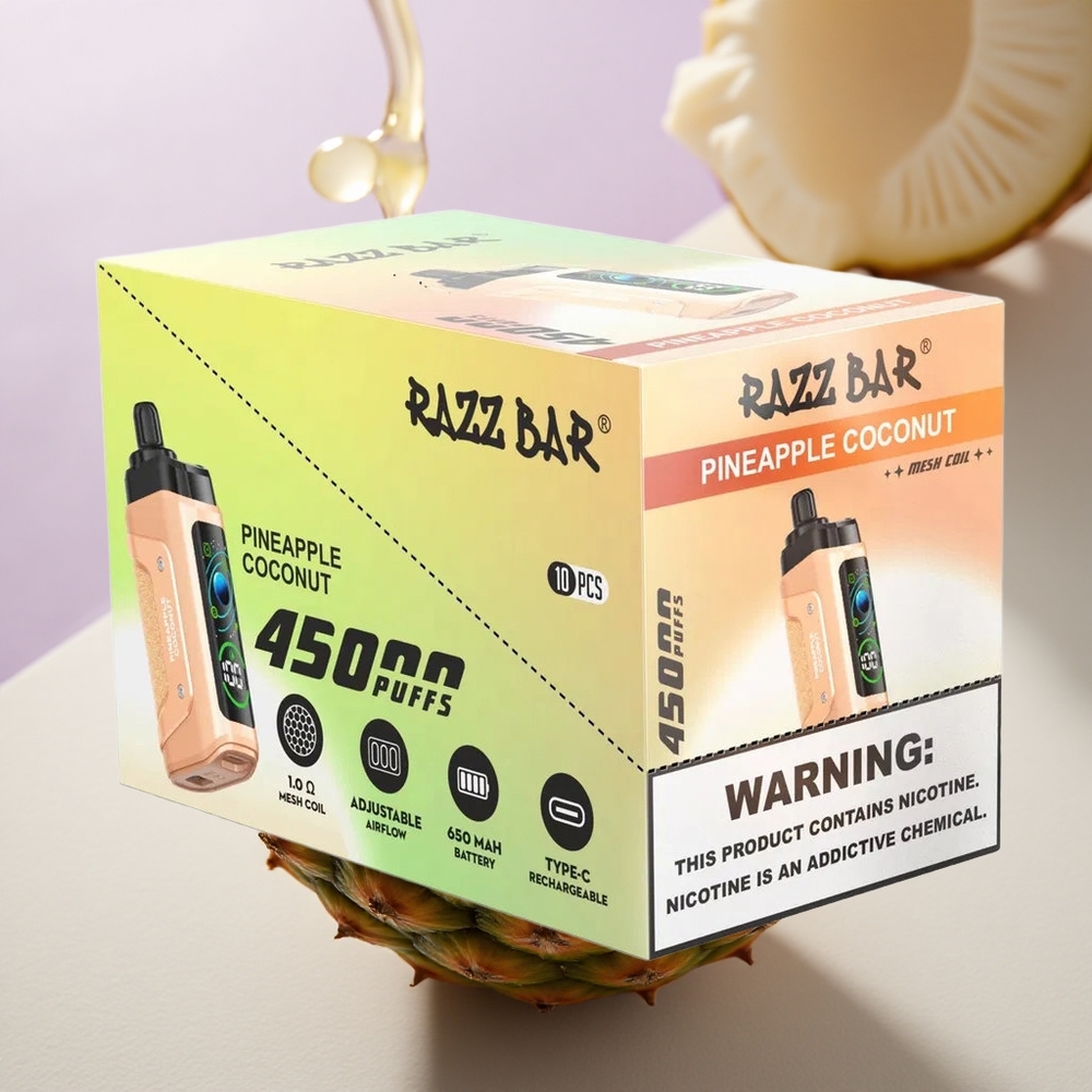 Razz Bar 45000 Puffs Ananasas Kokosas 1.0 Ohm Tinklinė Ritė 650 mAh
