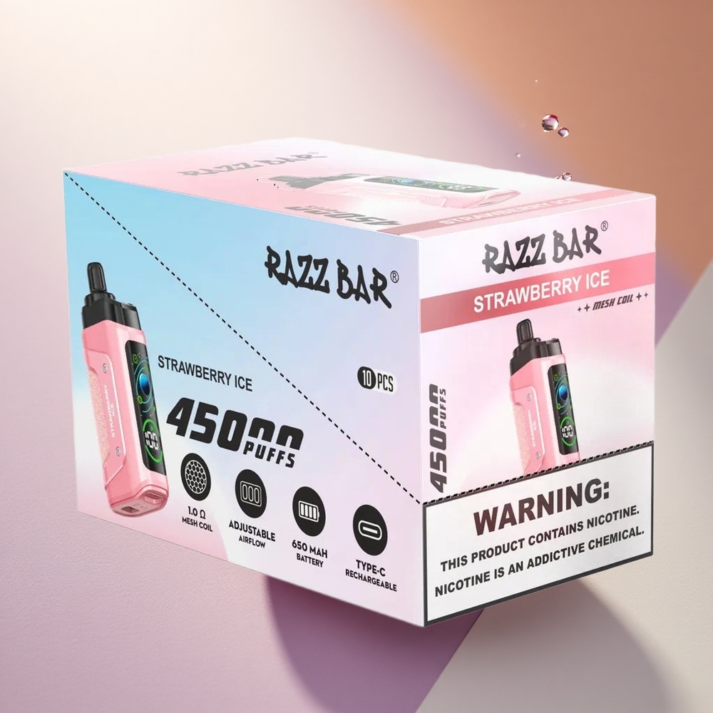 Razz Bar 45000 Puffs Braškinis ledas su 20 mg nikotino ir 650 mAh