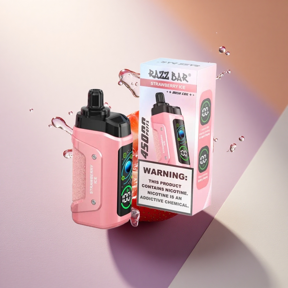 Razz Bar 45000 Puffs Braškinis ledas su 20 mg nikotino ir 650 mAh