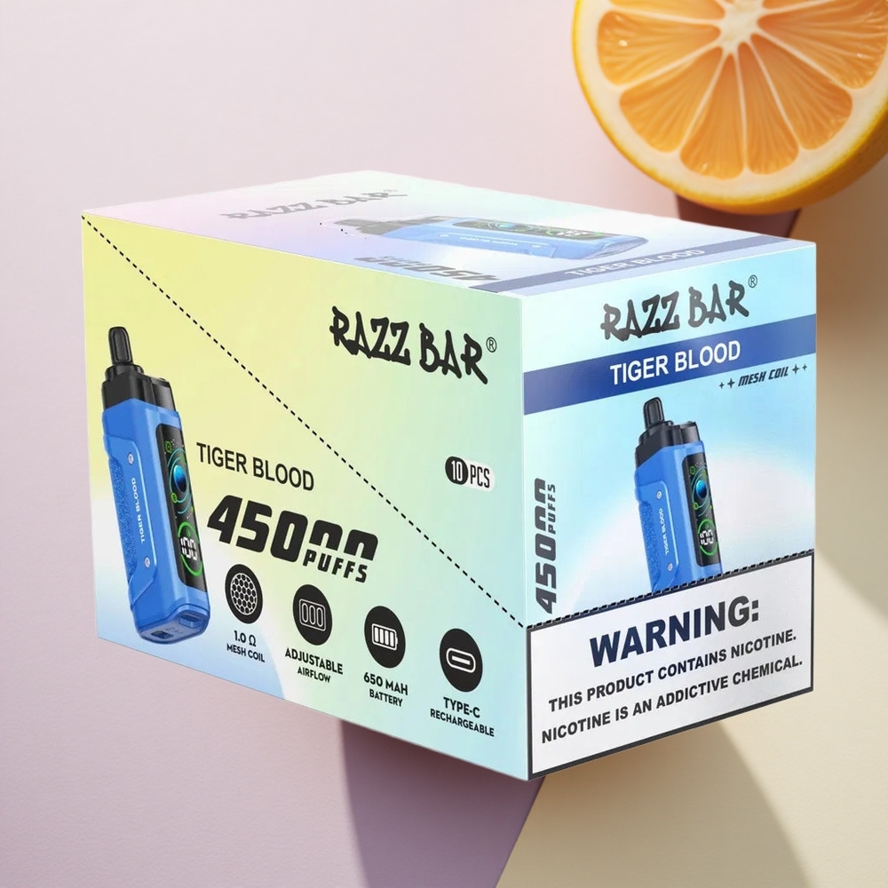 Razz Bar 45000 Puffs Tigro Kraujas Su 20 mg/ml Nikotino ir 650 mAh