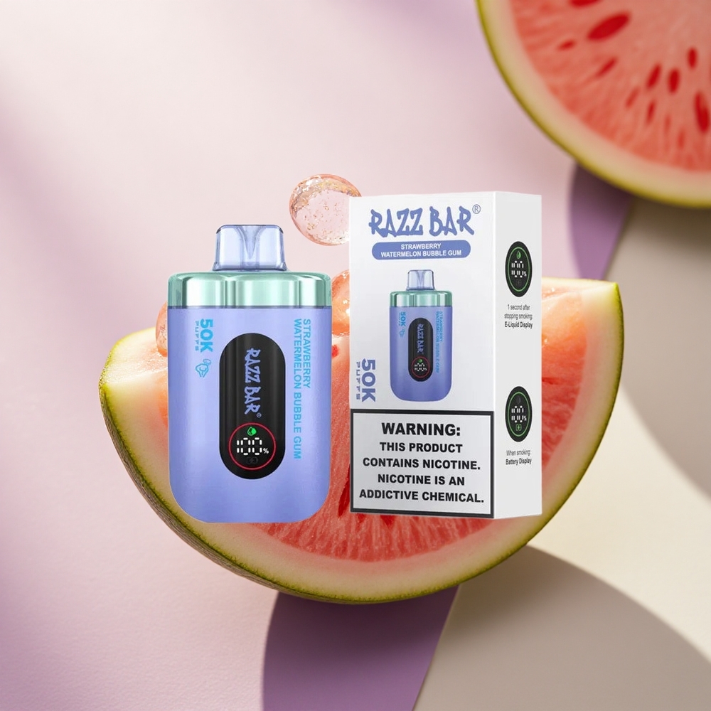 Razz Bar 50K Puffs Braškinis Arbūzas Burbulų Guma su 2% Nikotino ir 650 mAh