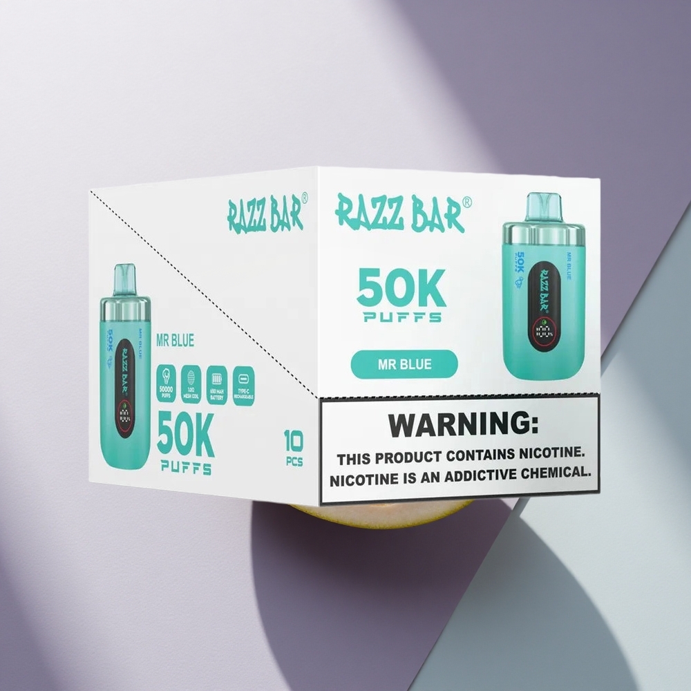 Razz Bar 50K Puffs Mėlynasis 2% Nikotino Tipo-C