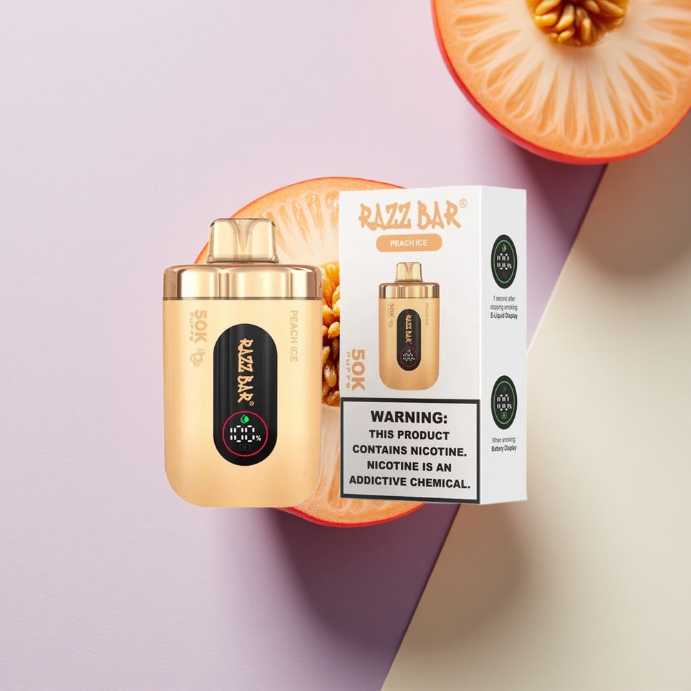 Razz Bar 50K Puffs Persikas Ledas 1.0 Ohm 650 mAh 2% Nikotino