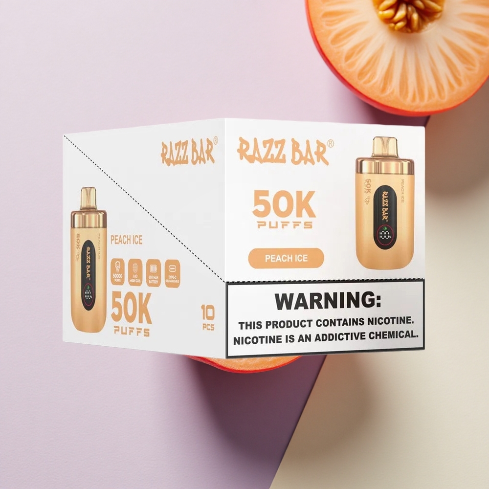 Razz Bar 50K Puffs Persikas Ledas 1.0 Ohm 650 mAh 2% Nikotino