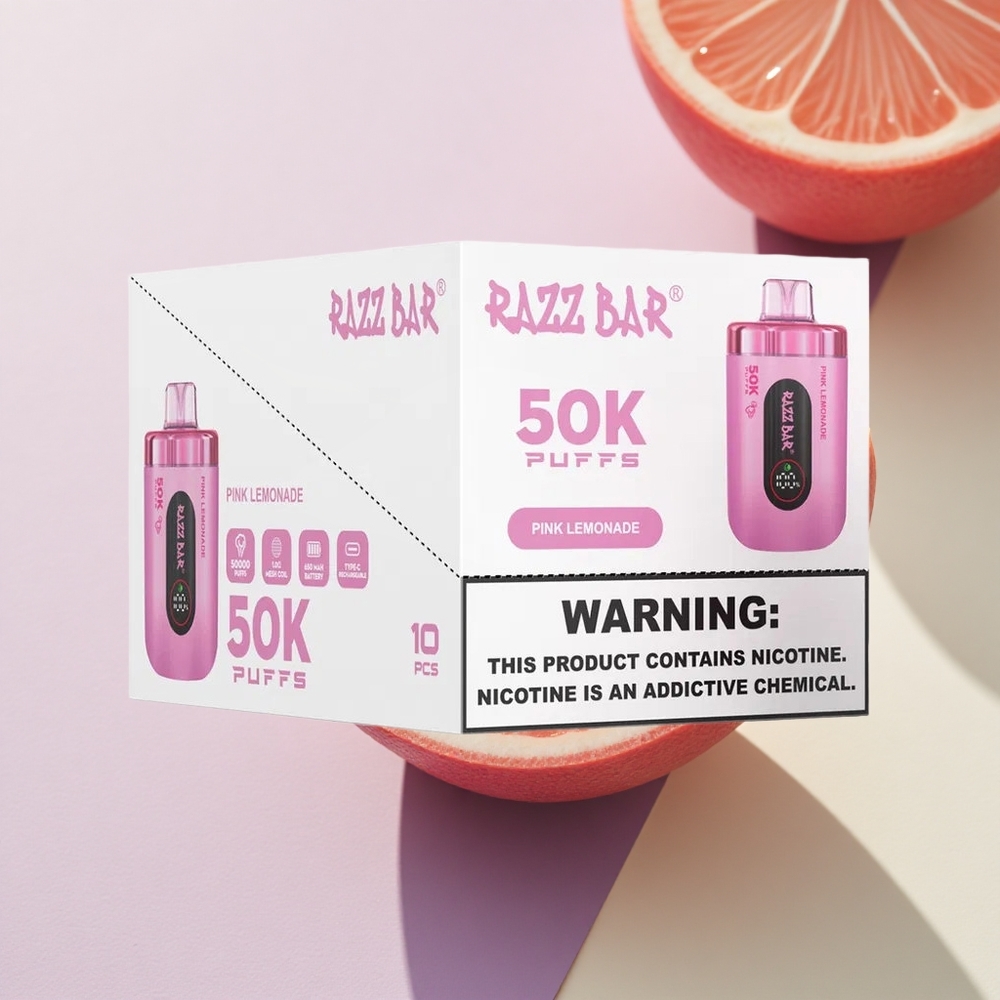 Razz Bar 50K Puffs Rožinė Limonada su 2% Nikotino ir 650 mAh