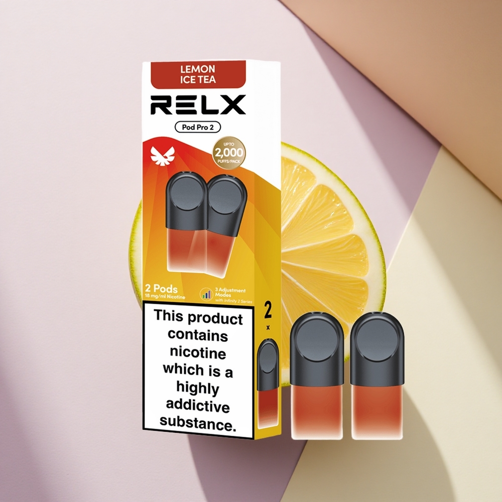 Relx Pod Pro 2 Vape Device Arbatos-Citrinų Ledinis Arbata 18mg/ml nikotino, 1,9ml talpos, 3 galingumo režimai