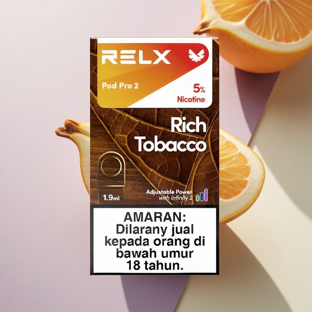Relx Pod Pro 2 Vape Device Galingasis Tabakas 50mg/ml nikotino, 1,9ml talpos, 3 įtampos režimai