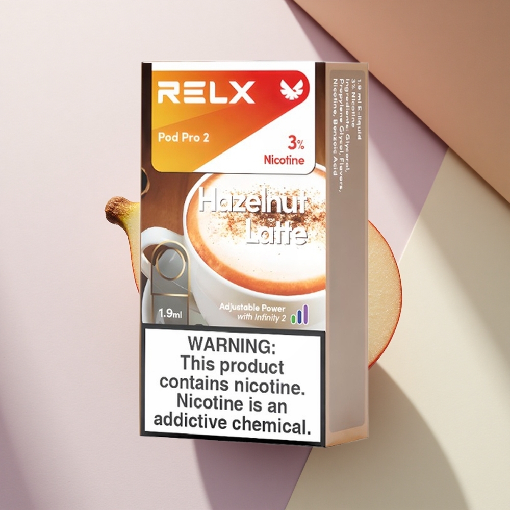 Relx Pod Pro 2 Vape Device Liepų Riešutų Latte 30mg/ml nikotino, 1,9ml, 3 įtampos režimai