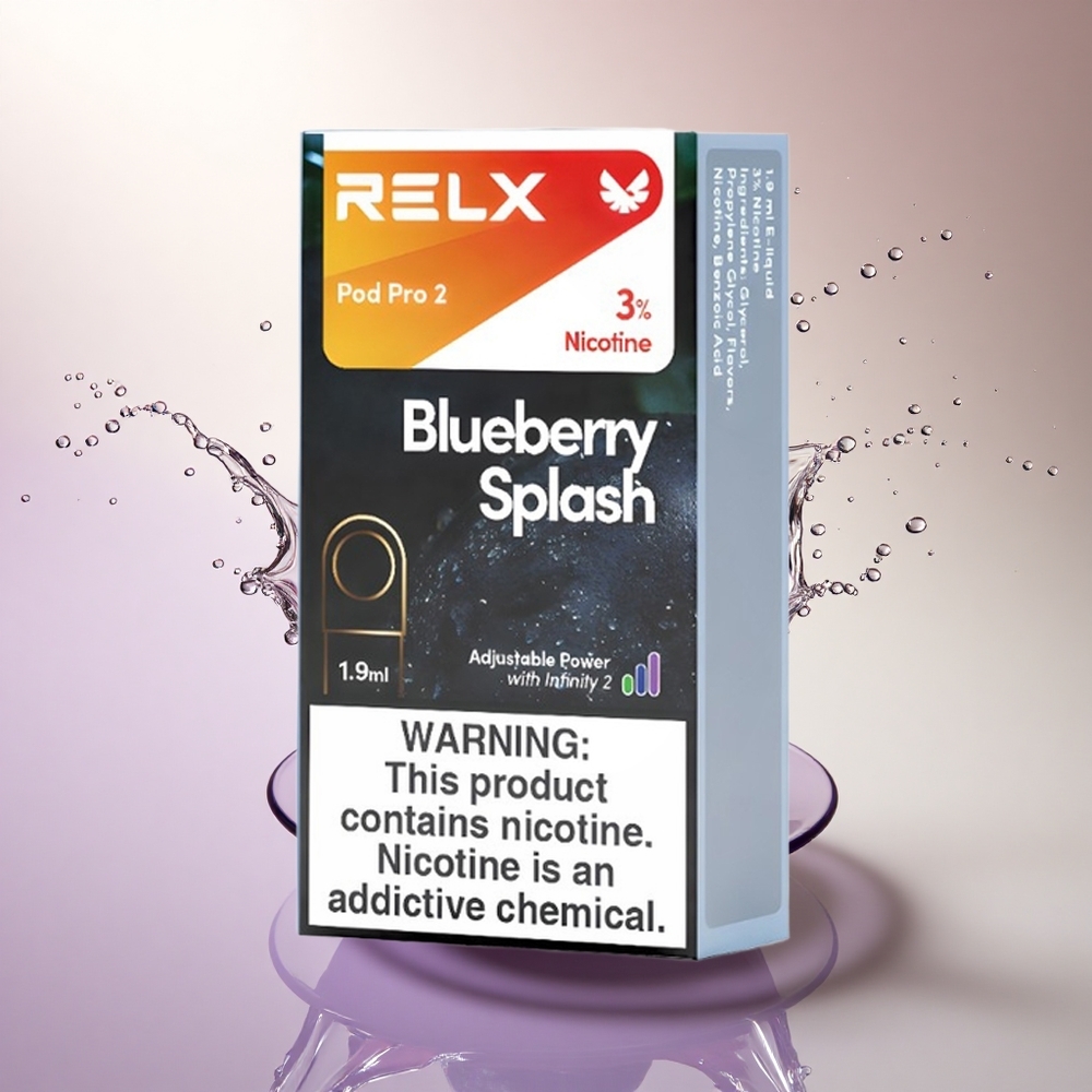 Relx Pod Pro 2 Vape Device Mėlynųjų uogų skalsumas 30mg/ml nikotino, 1,9ml talpos, 3 įtampos režimai