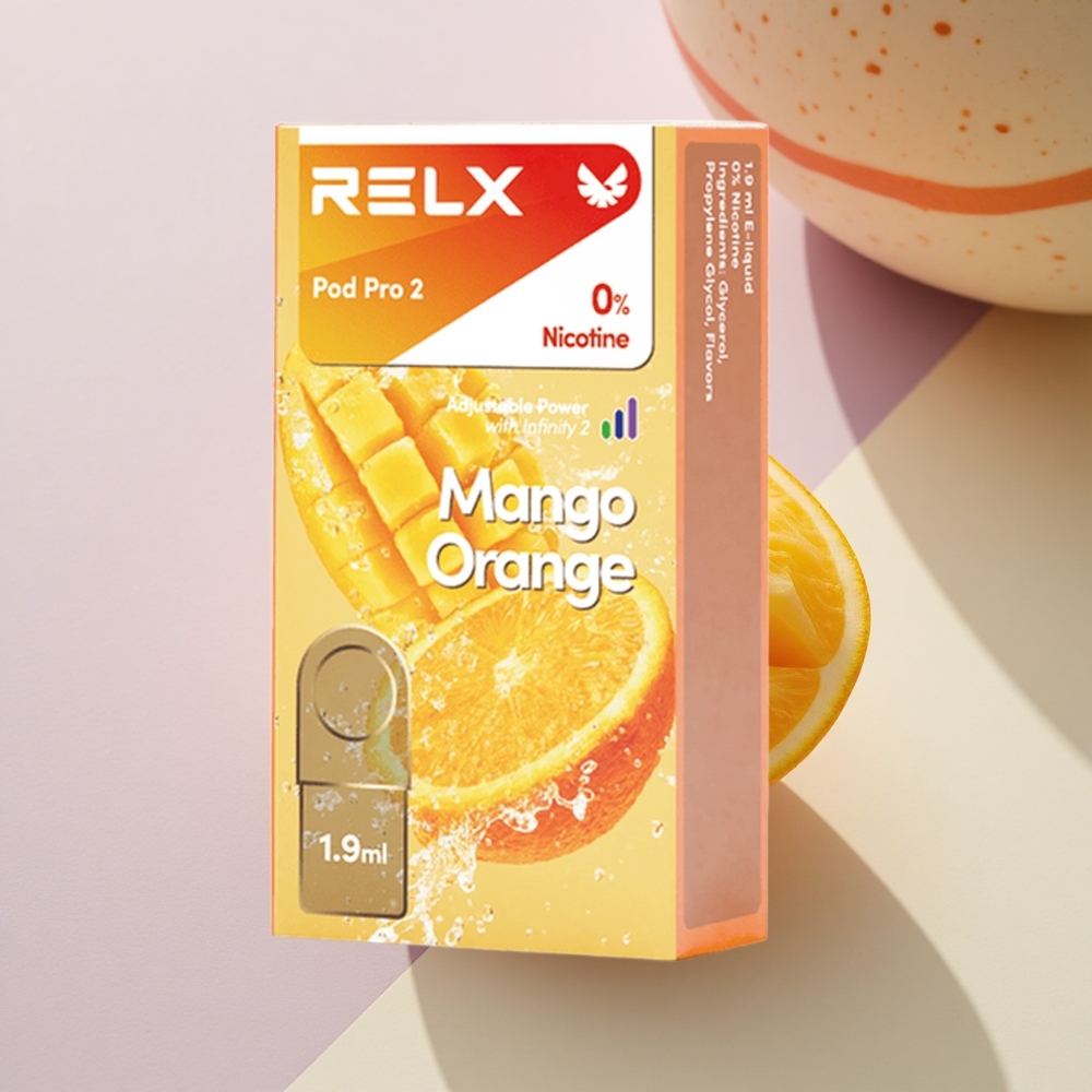 Relx Pod Pro 2 Vape Device Mango Apelsinas 0mg/ml, 1.9ml, 5.5W/6.5W/8W