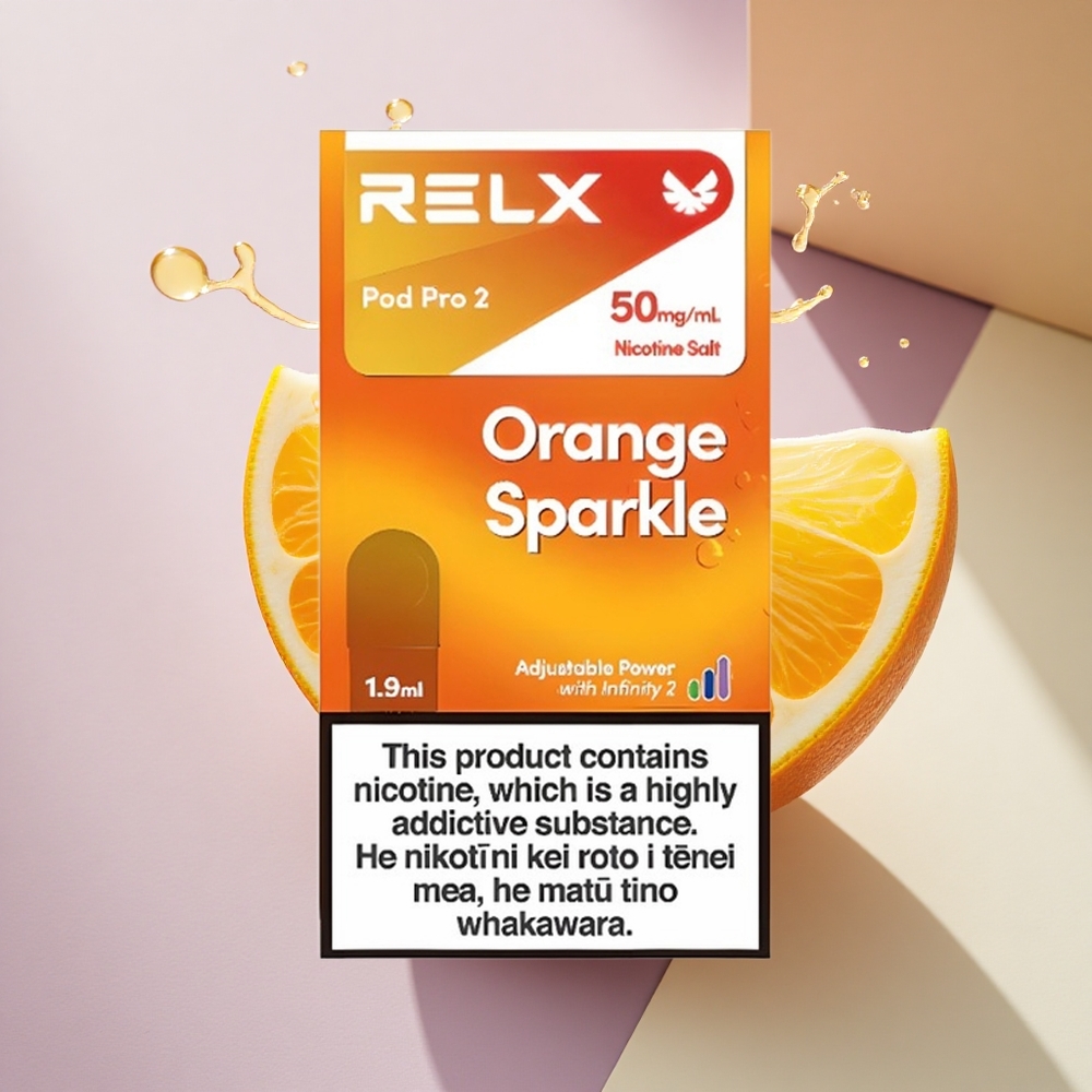 Relx Pod Pro 2 Vape Device Oranžinė Kibirkštis 50mg/ml nikotino, 1.9ml, 3 įtampos režimai