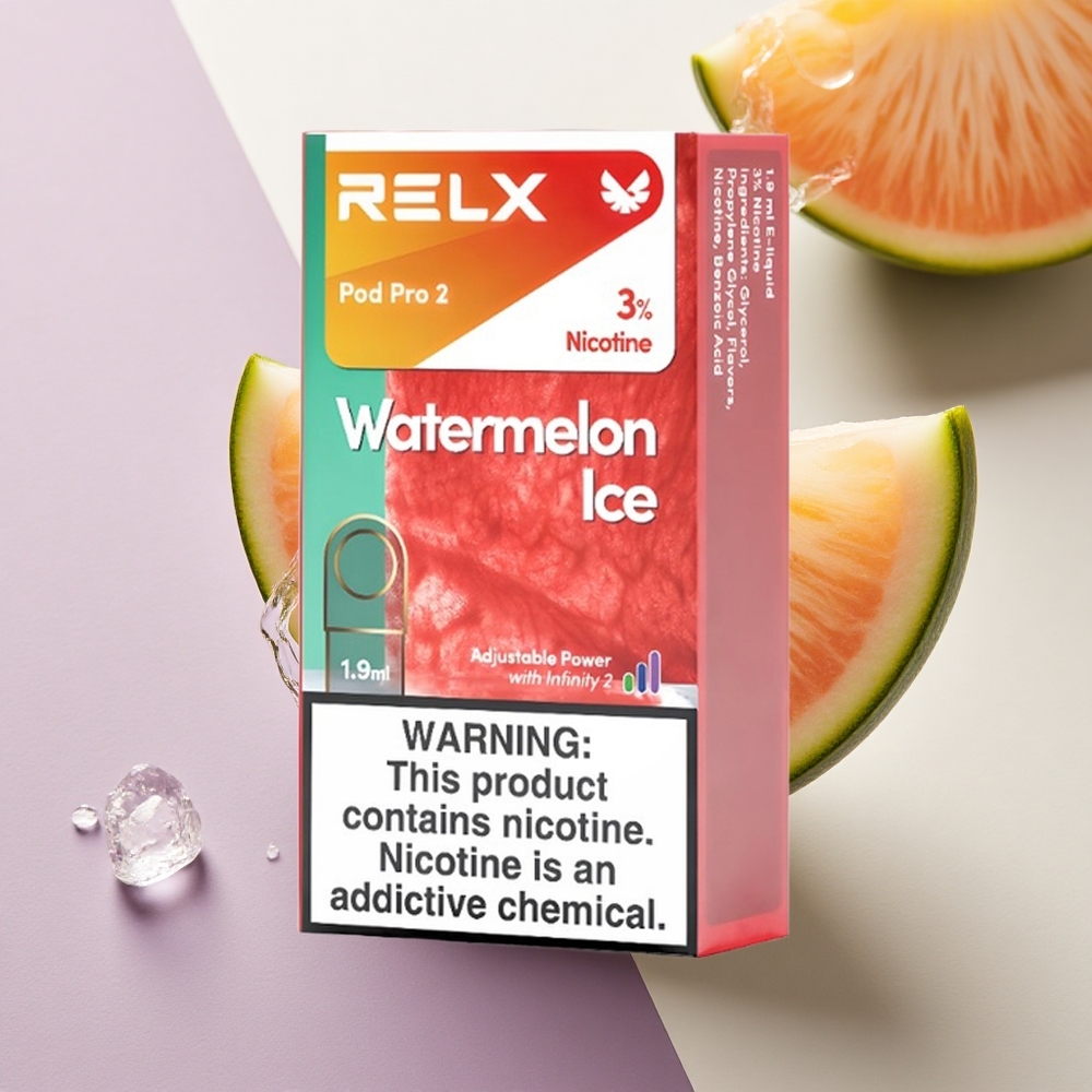 Relx Pod Pro 2 Vape Device Vandens Melionas Ledas 30mg/ml nikotino, 1.9ml talpos, 3 įtampos režimai