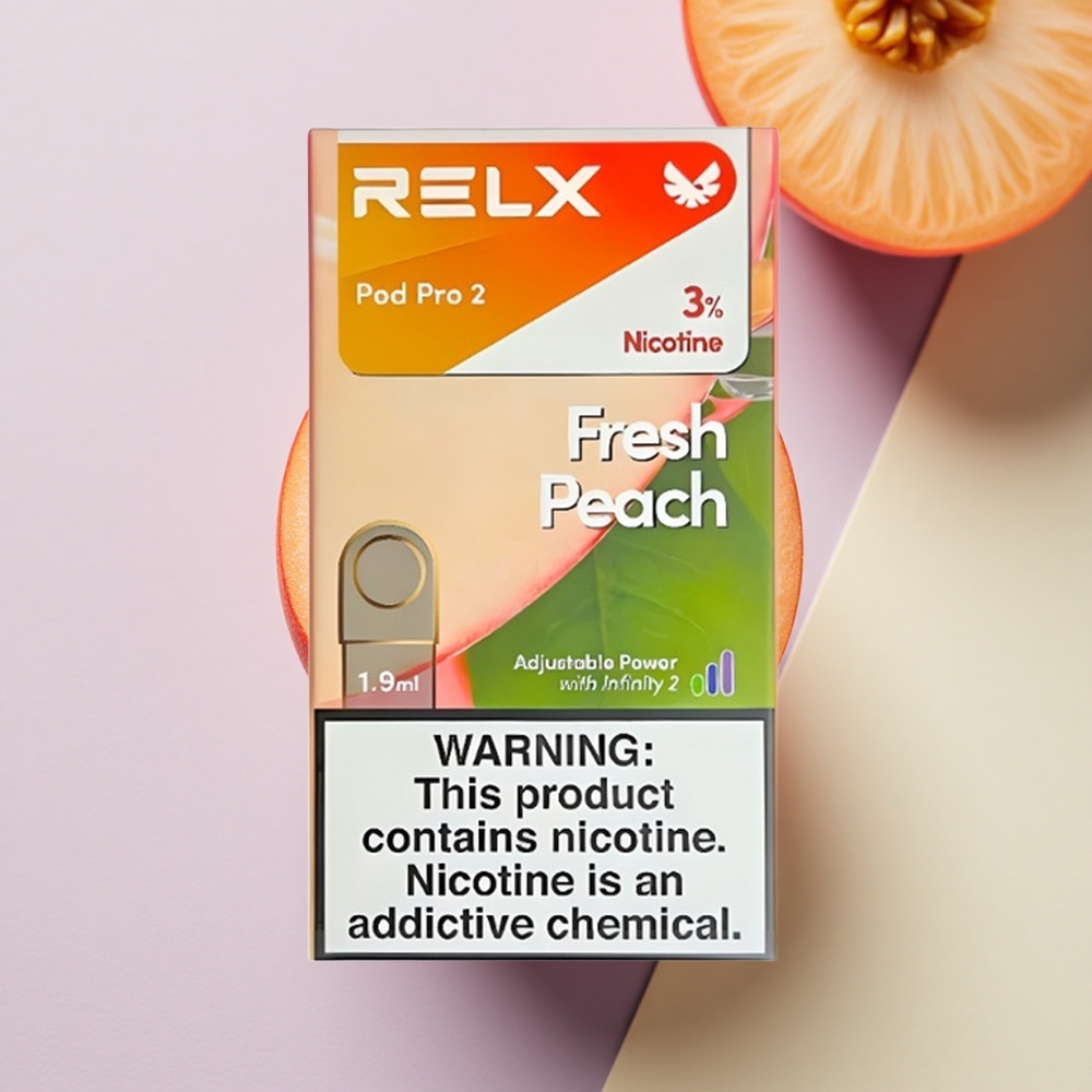 Relx Pod Pro 2 Vape Device Šviežios Persikos 30mg/ml nikotino, 1,9ml talpos, 3 įtampos režimai