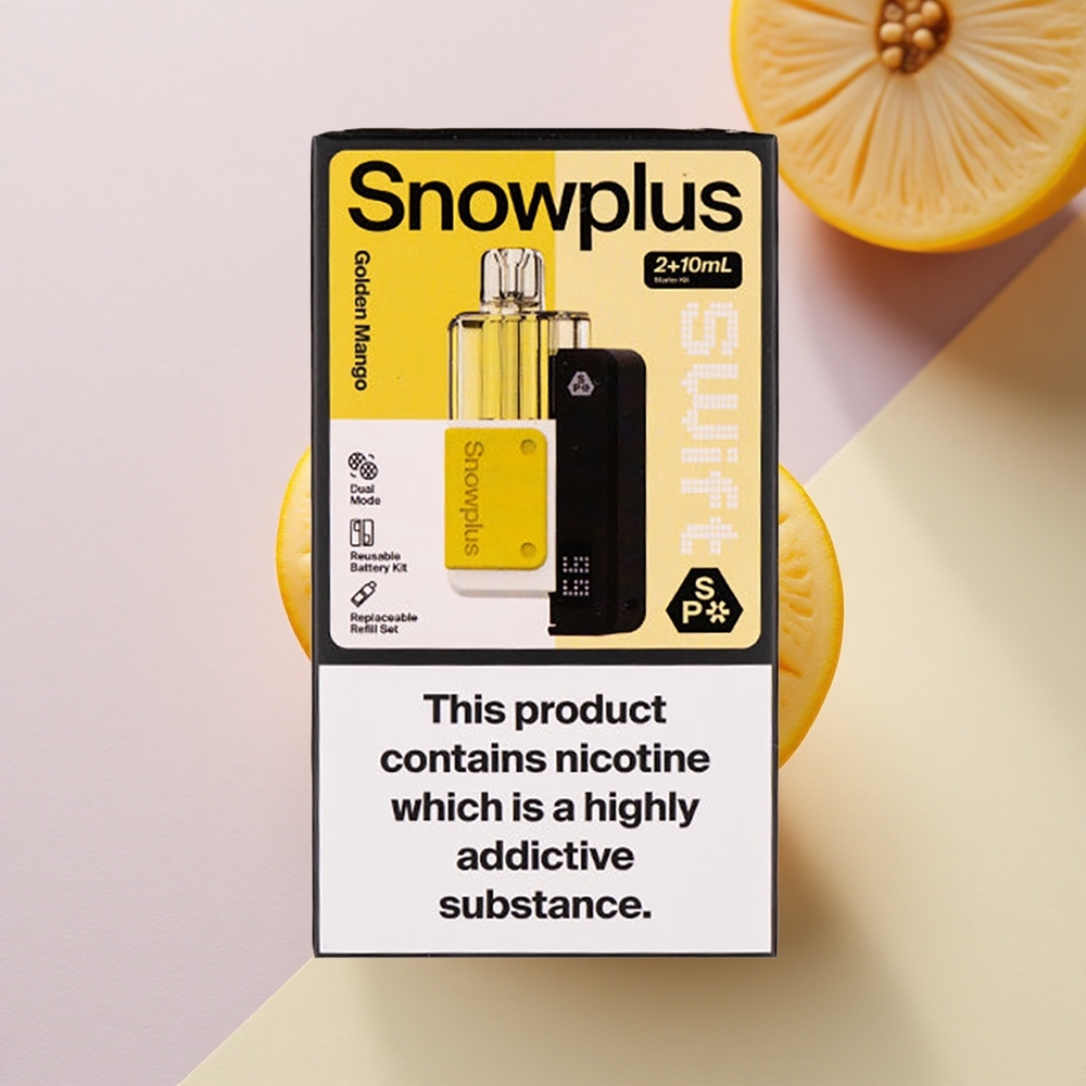 Snowplus Swift 5000 Puffs Auksinis Mangas 1000 mAh Dvigubas Tinklelis