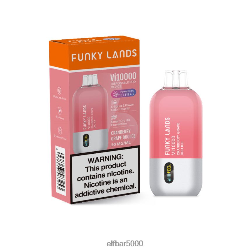ELFBAR Funky lands geriausio skonio vienkartinė vape vi10000 vynuogių serija spanguolių vynuogių duo ledas 6T86DN150 - ELF BAR Skoniai