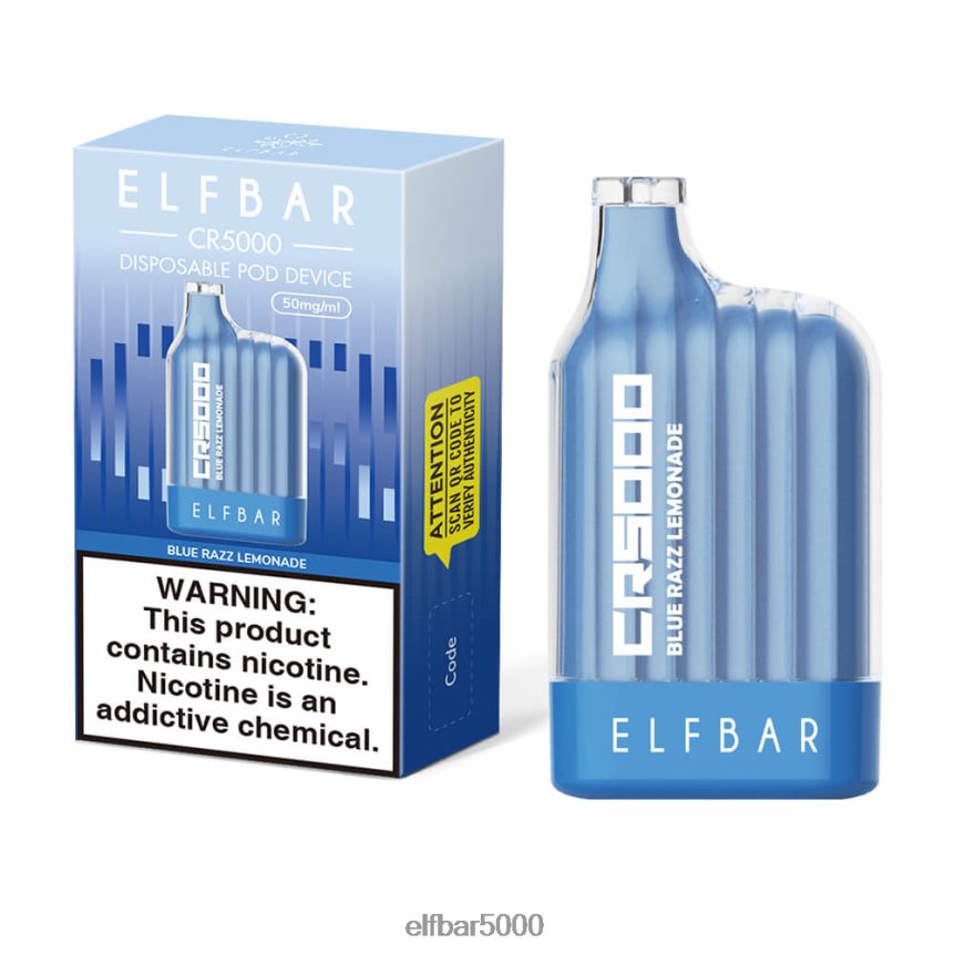 ELFBAR geriausio skonio vienkartiniai vape cr5000 blue razz mėlynas razz limonadas 6T86DN19 - ELF BAR 5000 Kaina