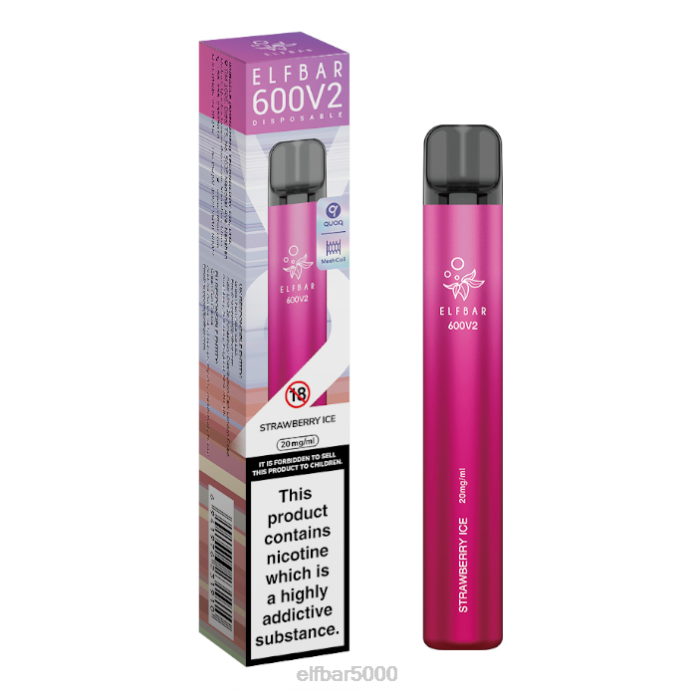 elfbar 600v2 vienkartinis vape - 20mg braškių ledų - ELF BAR 5000 V20N14