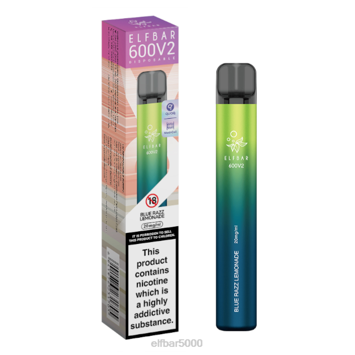 elfbar 600v2 vienkartinis vape - 20mg mėlynas razz limonadas - ELF BAR Disposable Pods V20N13