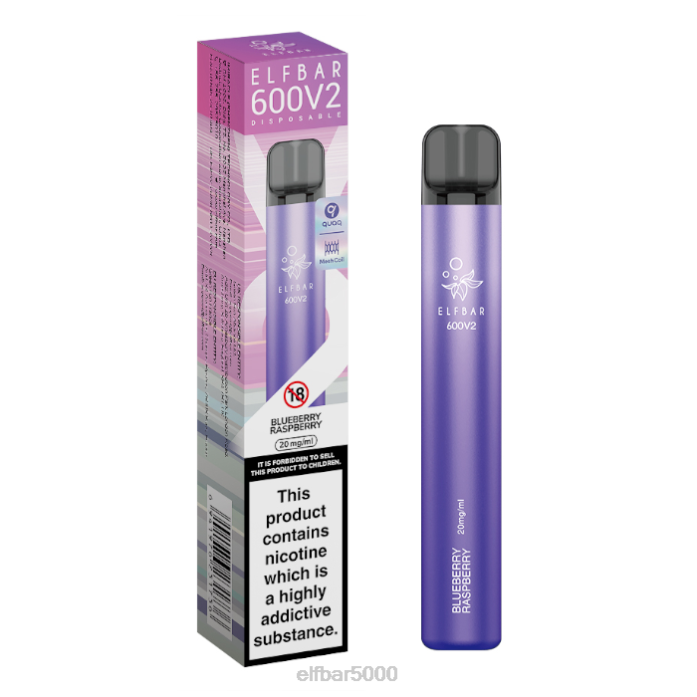 elfbar 600v2 vienkartinis vape - 20mg mėlynių aviečių - ELF BAR Bc5000 Lietuva V20N16