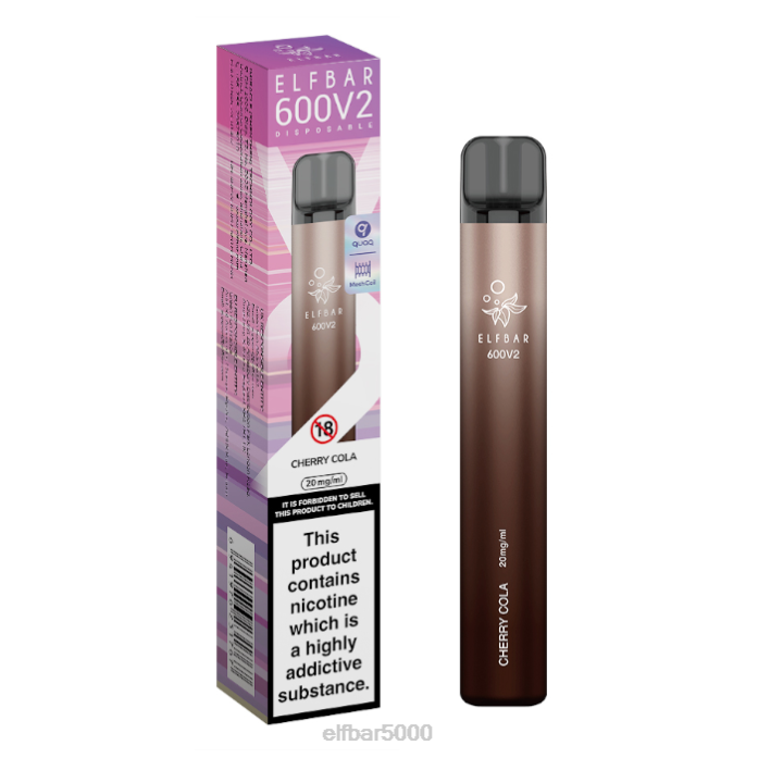 elfbar 600v2 vienkartinis vape - 20mg vyšnių kola - ELF BAR Pods V20N8